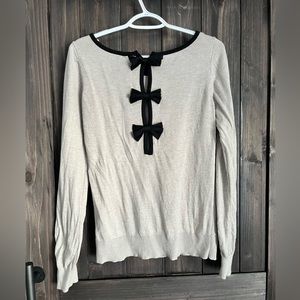 Cream and Black Shirt with Cute Bows